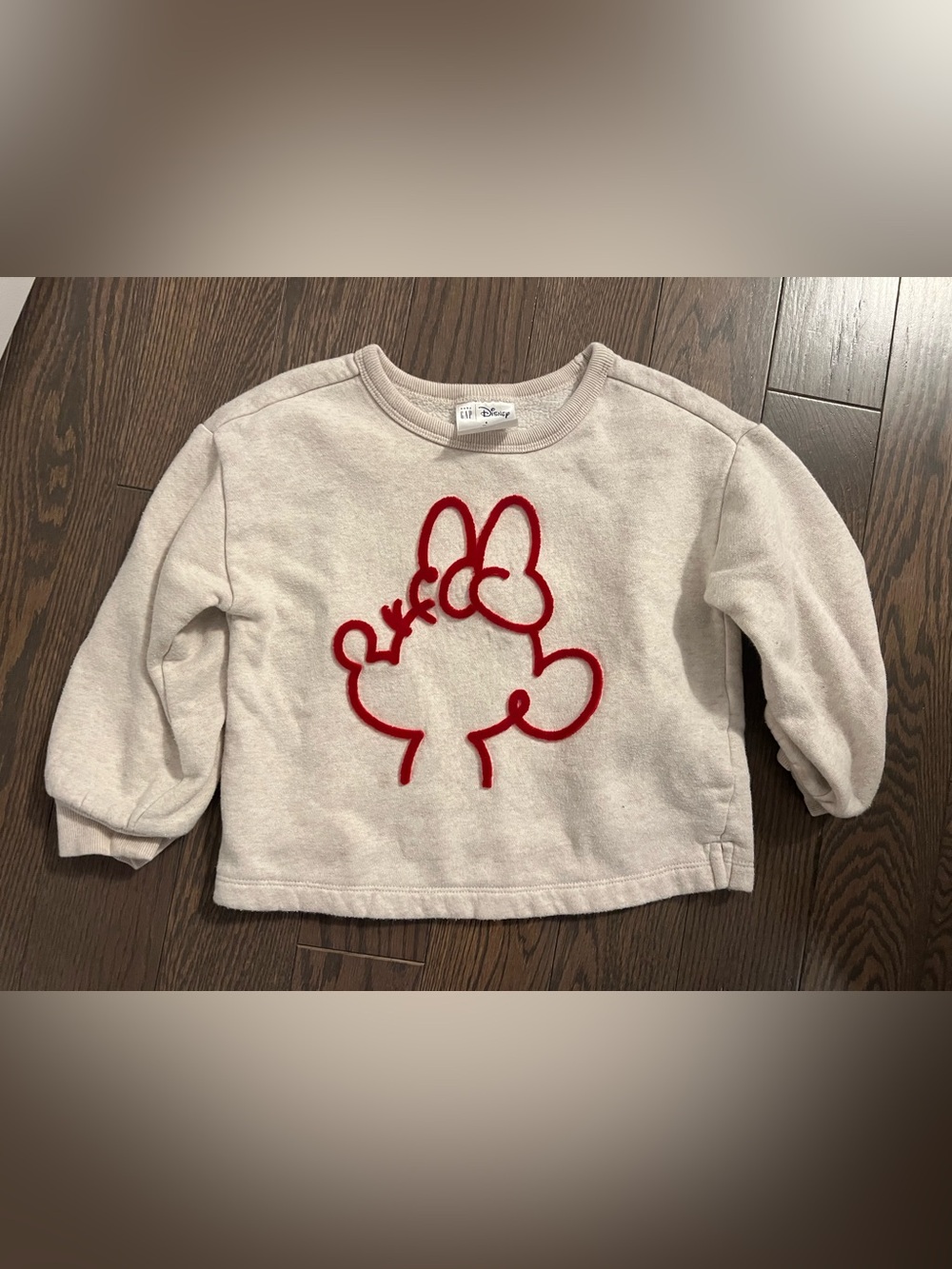 GAP Cream Sweatshirt with Red Minnie Outline